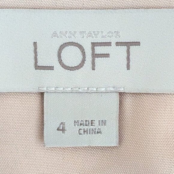 LOFT Black/Peach Knee Length Sleeveless Straight Sheath Dress; Size 4 - Picture 3 of 4